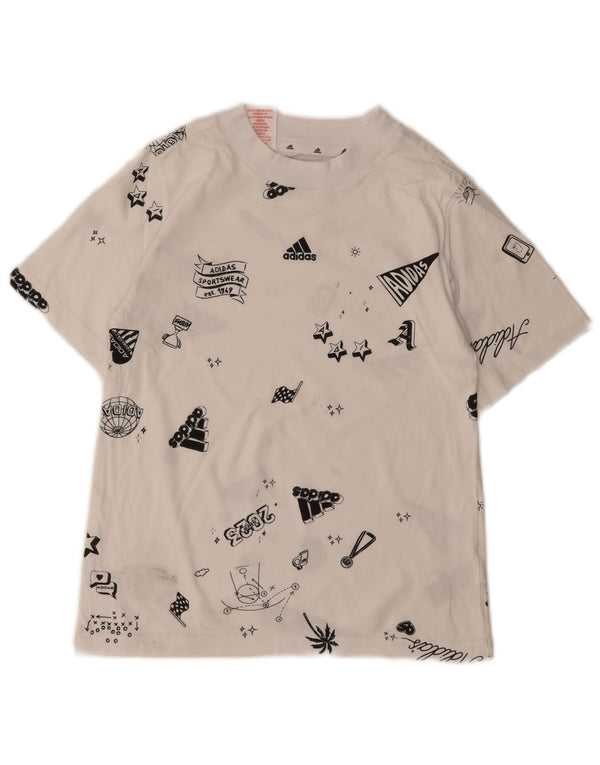 T-shirt grafica da ragazzo Adidas Top 11-12 anni in cotone bianco