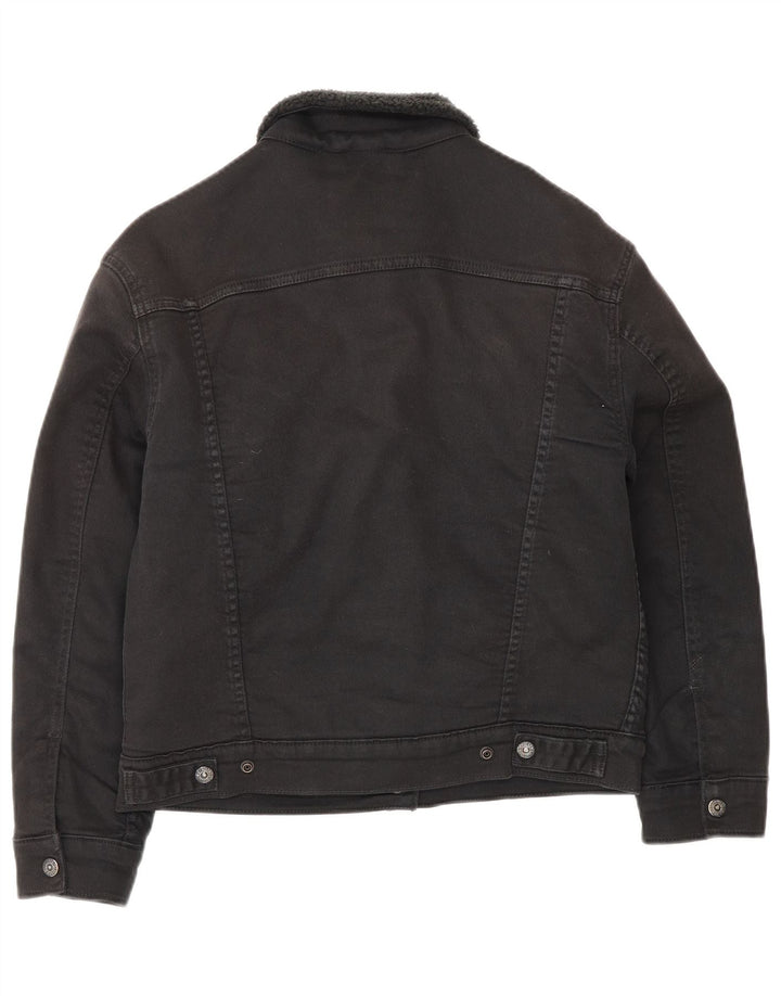 Giacca Levi's da donna in denim sherpa UK 10 piccola in cotone nero