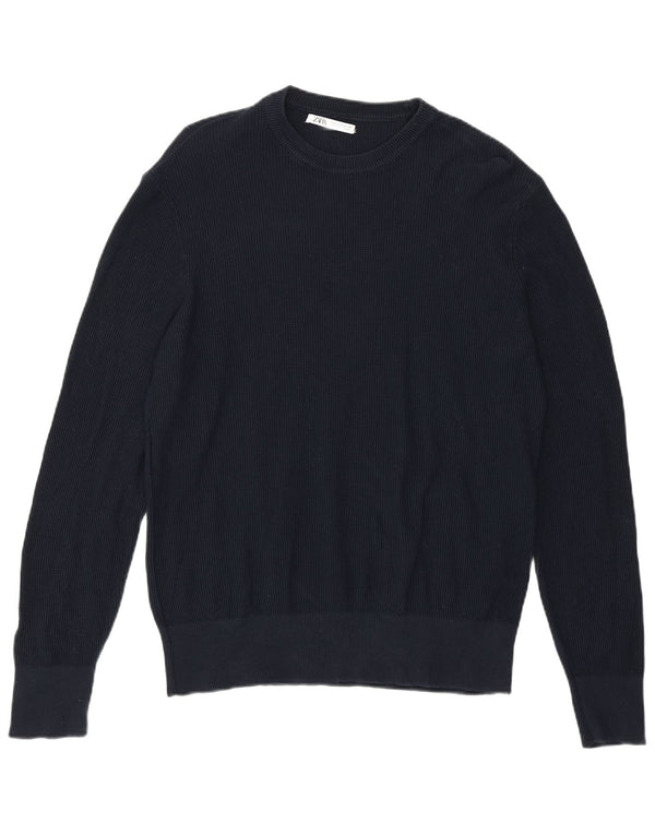 Maglione maglione girocollo da uomo Zara piccolo blu navy