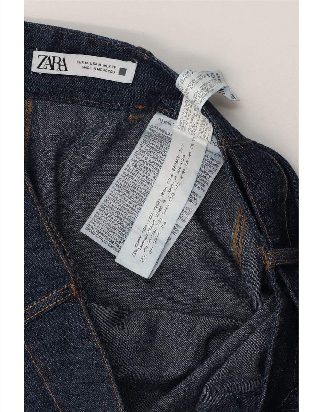 Gonna midi in denim da donna Zara media W28 in cotone blu