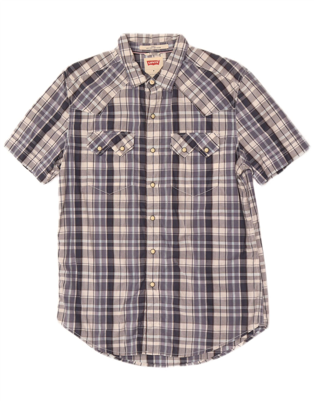 Camicia Levi's da uomo slim fit a maniche corte in cotone a quadri blu medio