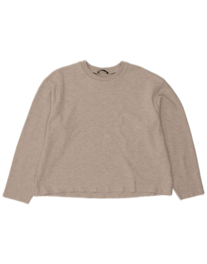 Top corto da donna Zara in camicetta UK 16 grande poliestere beige