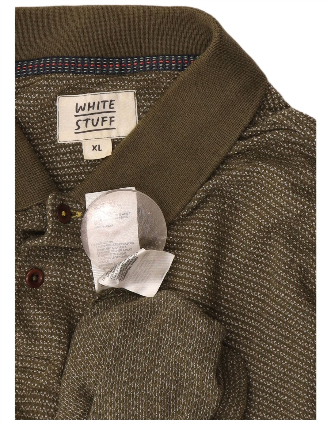 Polo da uomo White Stuff XL in cotone a righe kaki