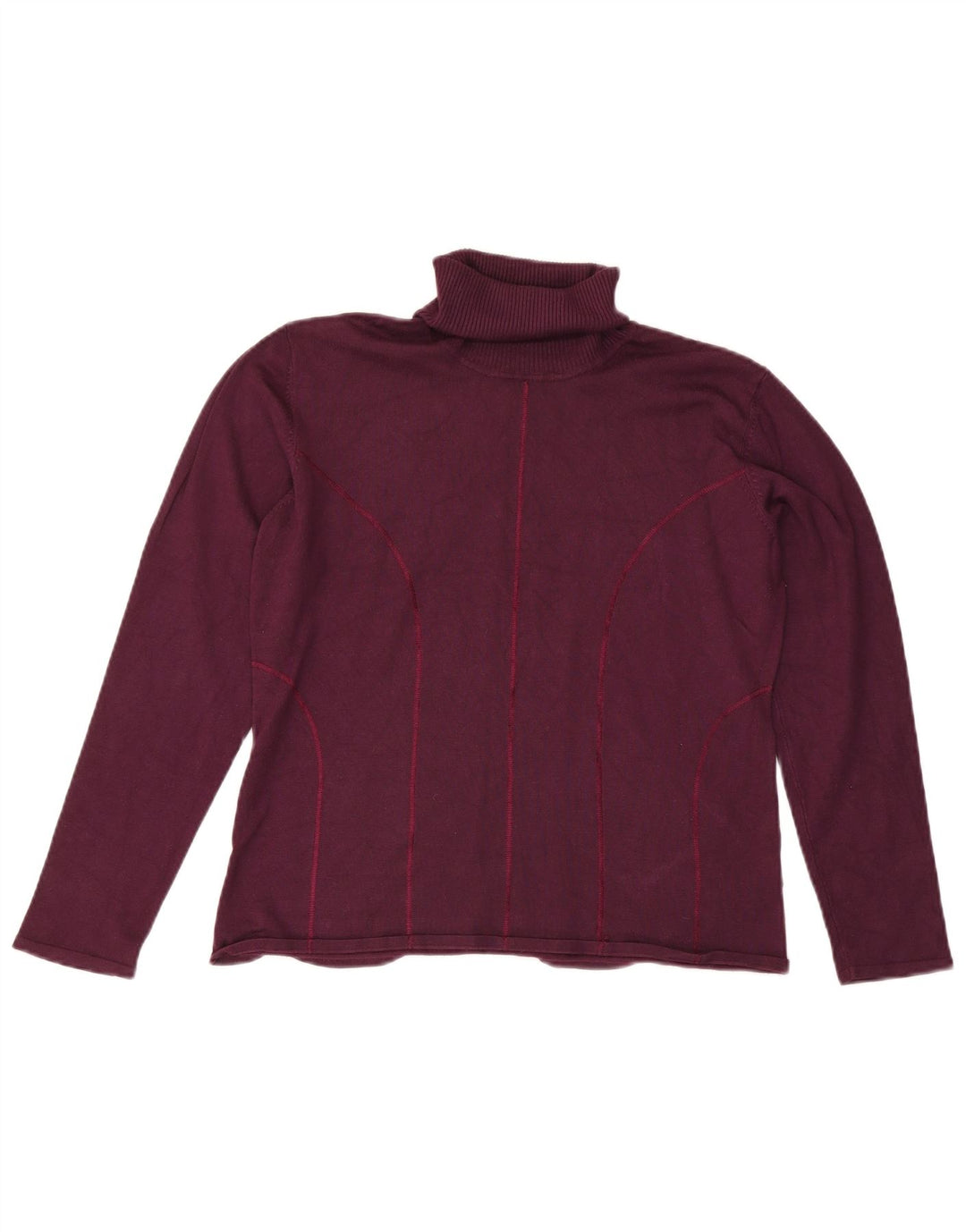 BIBA Womens Roll Neck Jumper Sweater UK 14 Medium Maroon Viscose