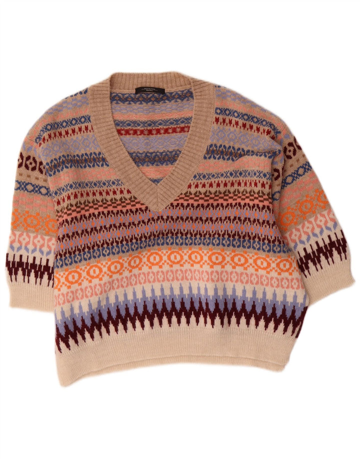 Maglione maglione con scollo a V da weekend da donna Max Mara UK 18 XL multicolore