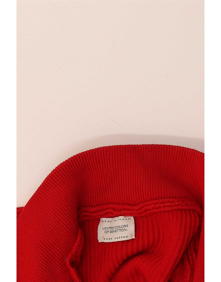 Maglione da uomo Benetton con zip e collo grande in cotone rosso
