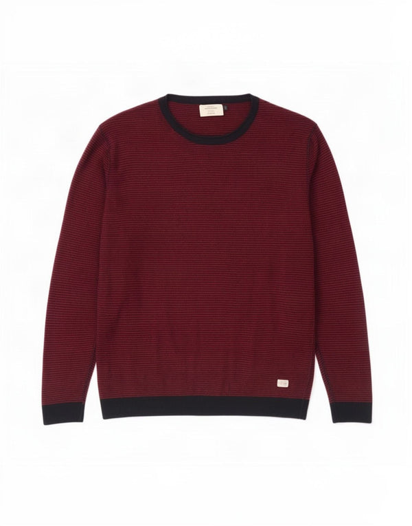Maglione maglione girocollo da uomo Jack & Jones XL in cotone gessato marrone
