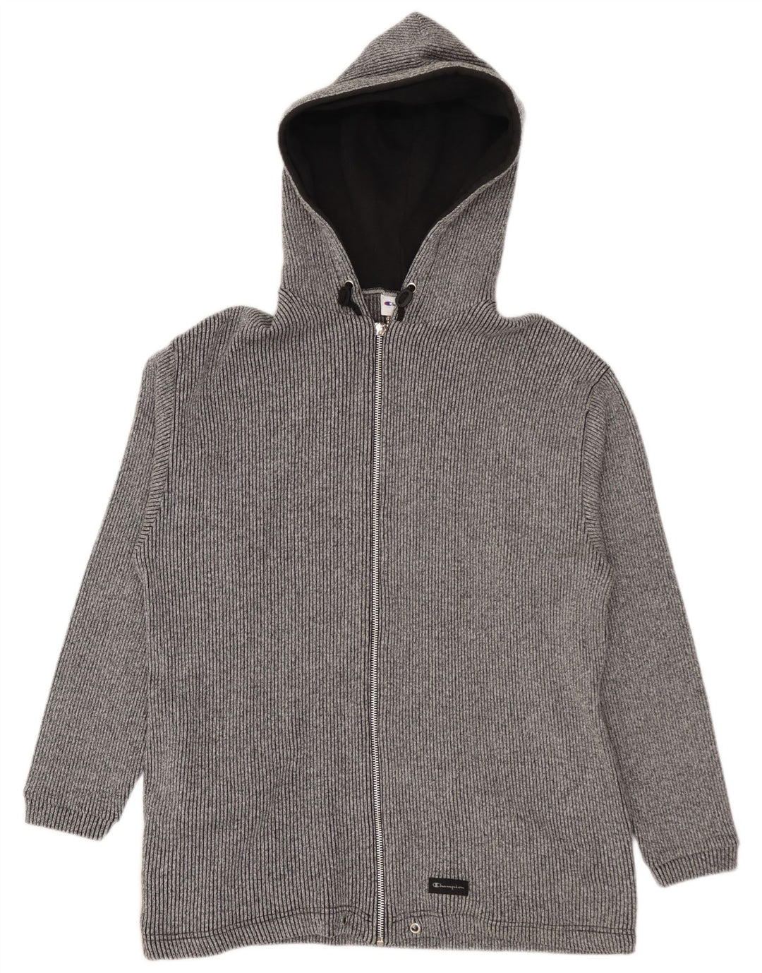 Maglione con cappuccio e zip da uomo Champion in cotone grigio medio