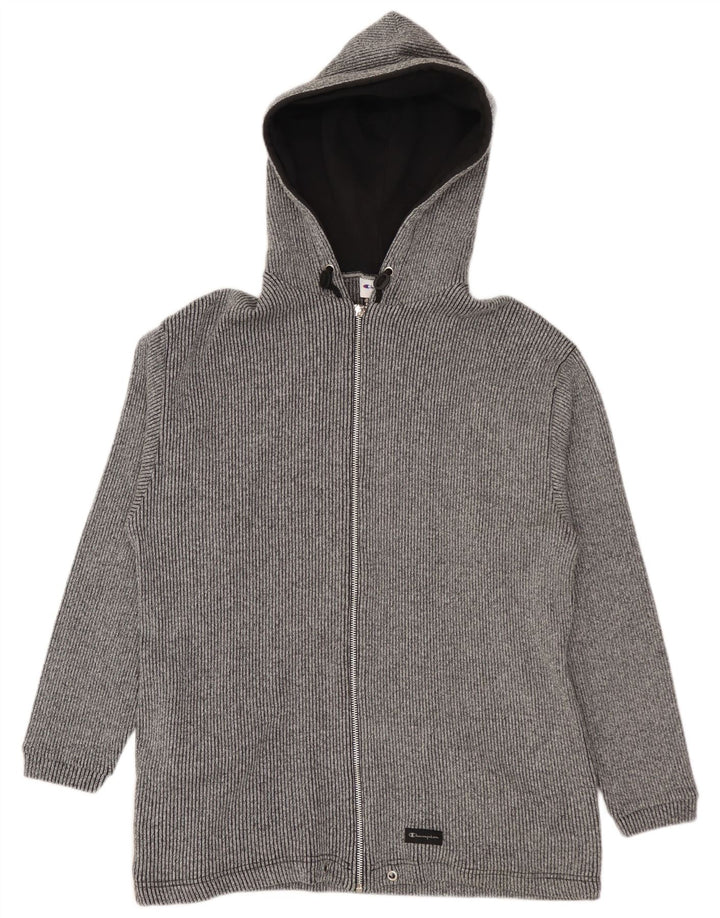 Maglione con cappuccio e zip da uomo Champion in cotone grigio medio