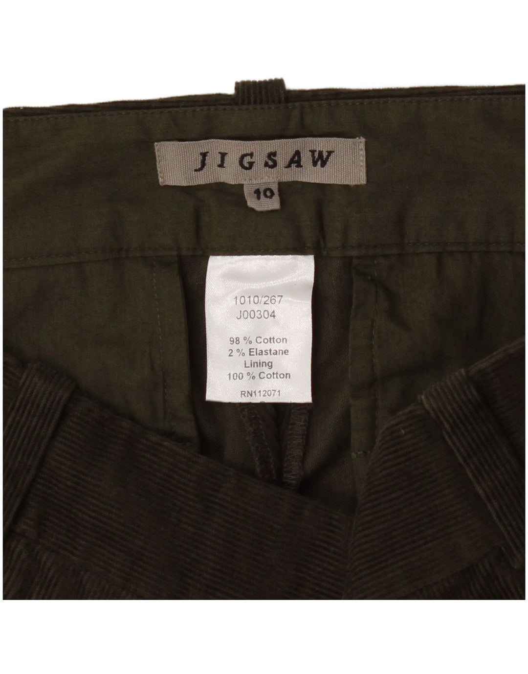 JIGSAW Womens Bootcut Corduroy Trousers UK 10 Small W29 L34 Khaki Cotton