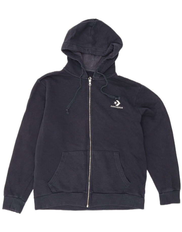 CONVERSE Maglione con cappuccio e zip da uomo in cotone blu navy medio