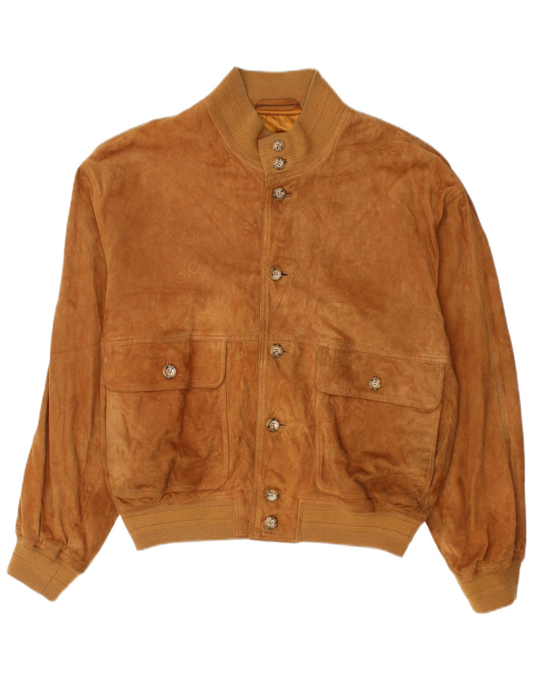 Giubbotto bomber in pelle scamosciata vintage da uomo UK 40 grande marrone