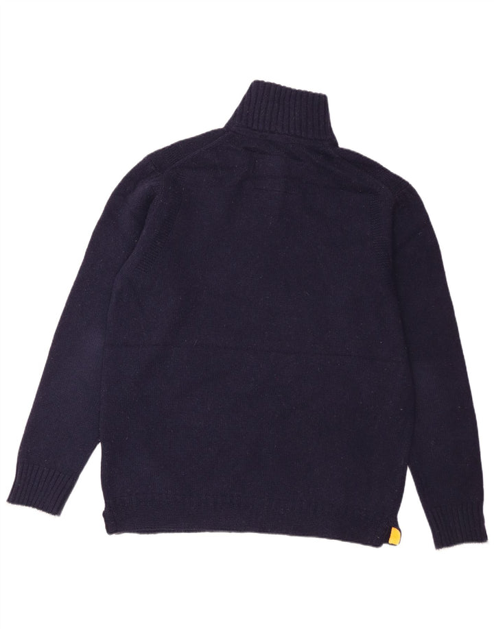 Maglione da uomo Boden con zip e collo grande in lana d'agnello blu navy