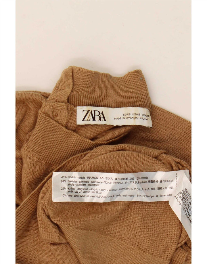 Maglione a collo alto da donna Zara UK 10 piccolo marrone modal