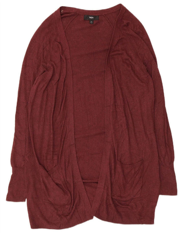MOSSIMO Maglione cardigan aperto lungo da donna UK 14 Grande nylon bordeaux