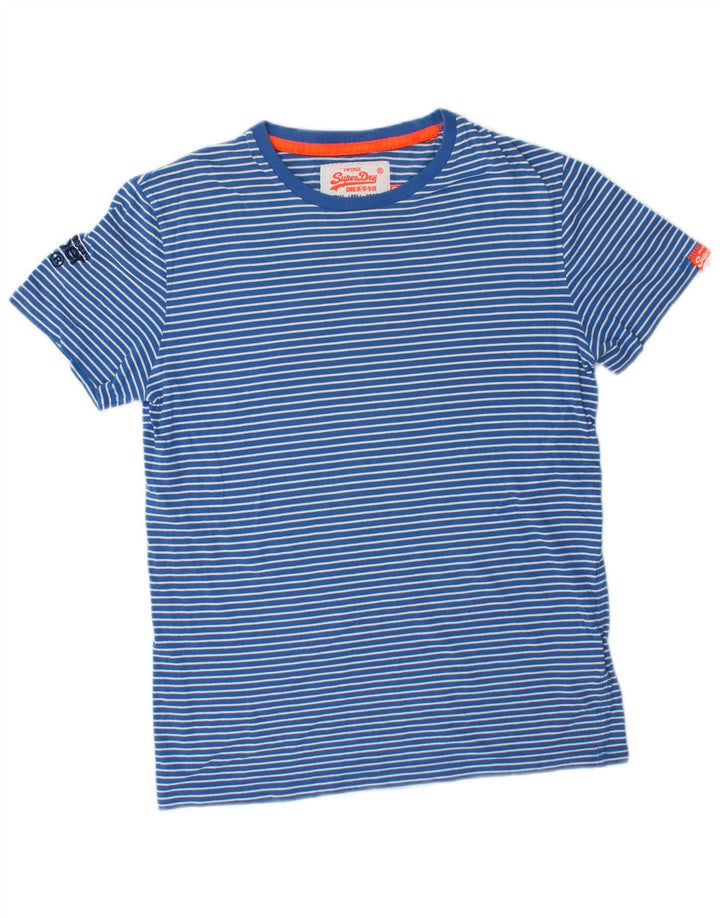T-shirt da uomo SUPERDRY Top in cotone a righe piccole blu