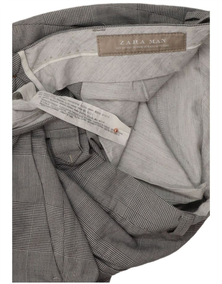 Pantaloni chino slim da uomo ZARA EU 38 Small W30 L31 pied de poule grigio