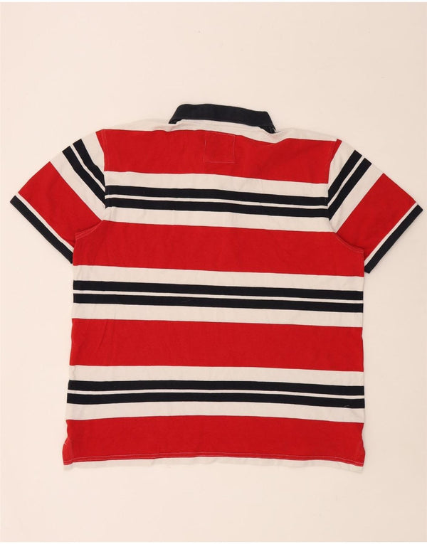Crew Clothing Mens Polo Shirt XL Red Striped Cotton