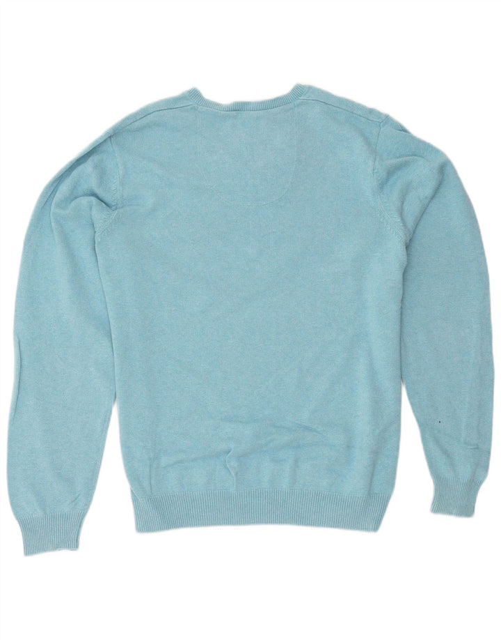 Maglione da uomo Marks & Spencer vestibilità regolare con scollo a V grande cotone blu