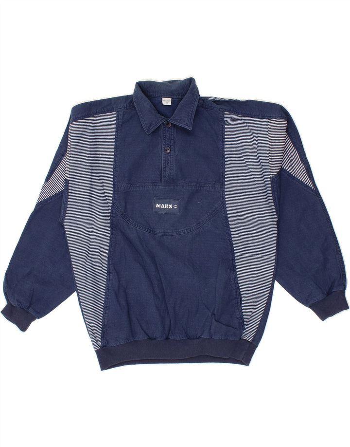 Felpa da uomo a collo alto VINTAGE IT 50 media blu navy a righe