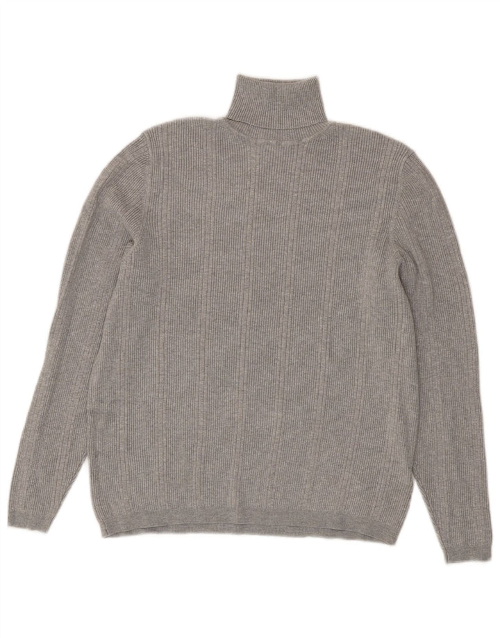 Maglione maglione a collo alto da donna Marks & Spencer UK 18 XL viscosa grigia