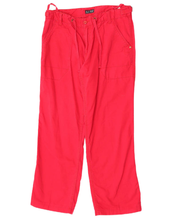 Pantaloni casual dritti da uomo Armani W34 L30 in cotone rosso