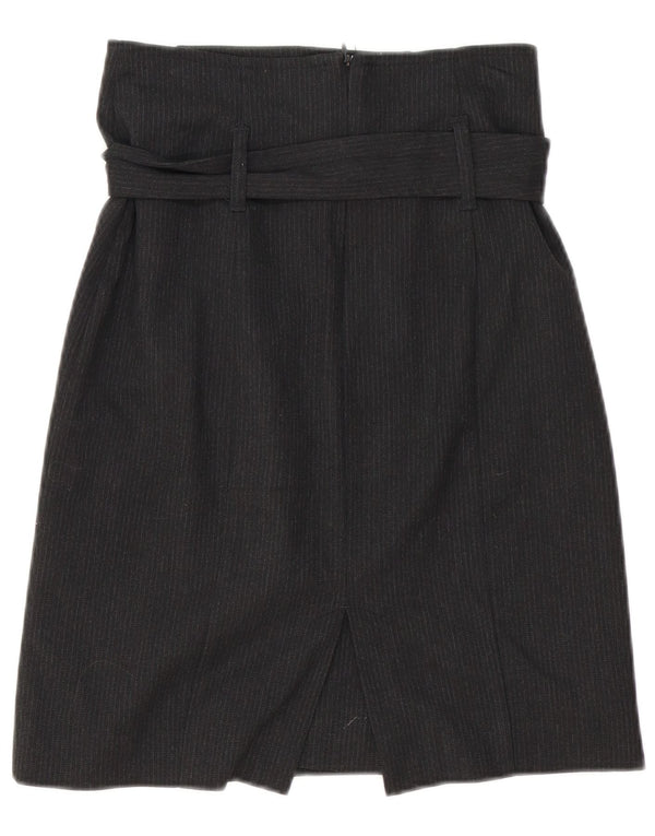 Gonna a tubino con cintura da donna Benetton IT 40 piccola W28 gessata grigia