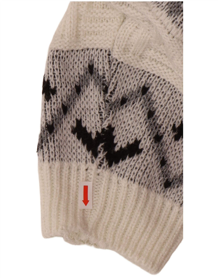 Maglione girocollo da uomo VINTAGE grande bianco Fair Isle