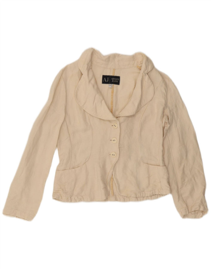 ARMANI JEANS Giacca da donna corta a 3 bottoni US 6 media bianco sporco