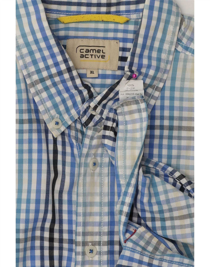 Camicia a maniche corte da uomo Camel Active XL in cotone a quadretti blu