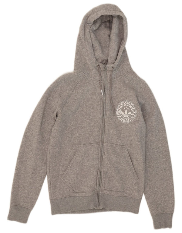 Maglione con cappuccio e zip da donna a tre strisce Adidas UK 14 Grigio medio chiazzato