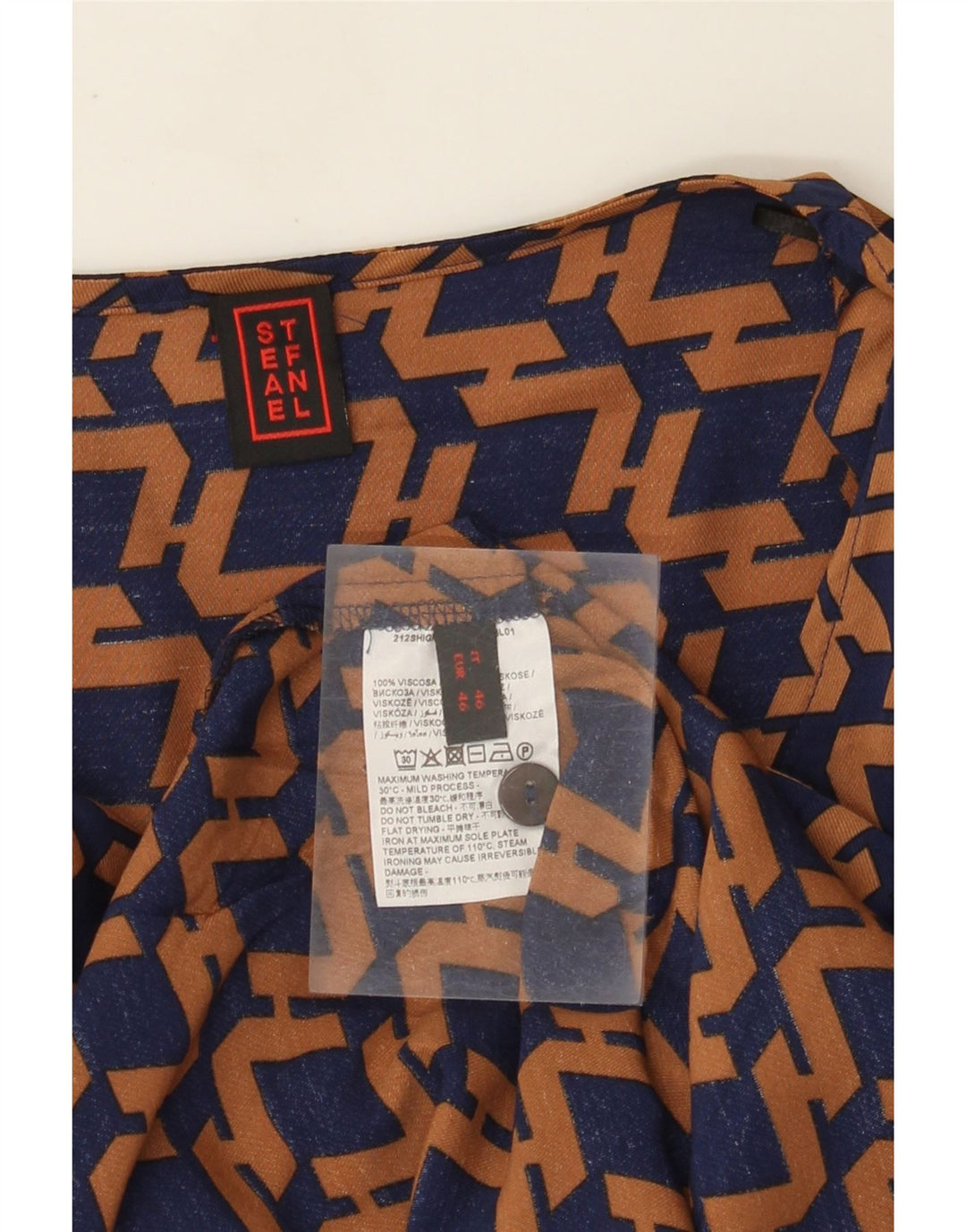 Camicetta a maniche lunghe da donna Stefanel IT 46 Large Blu Navy geometrico