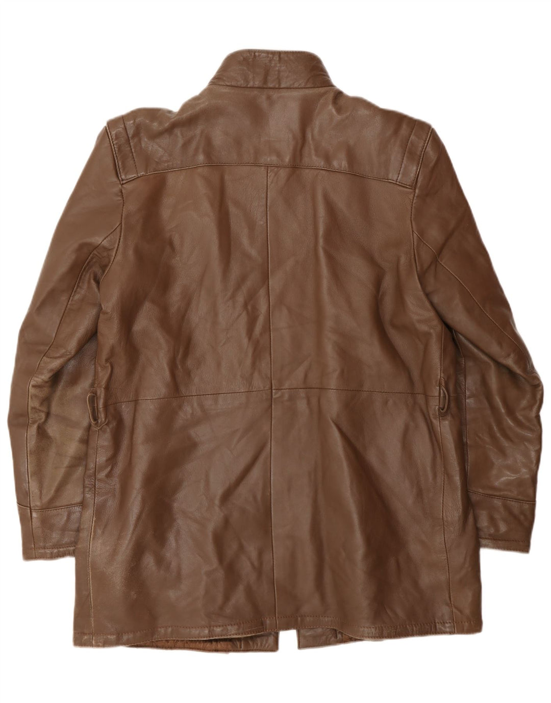 Cappotto in pelle vintage da donna IT 46 grande in pelle marrone