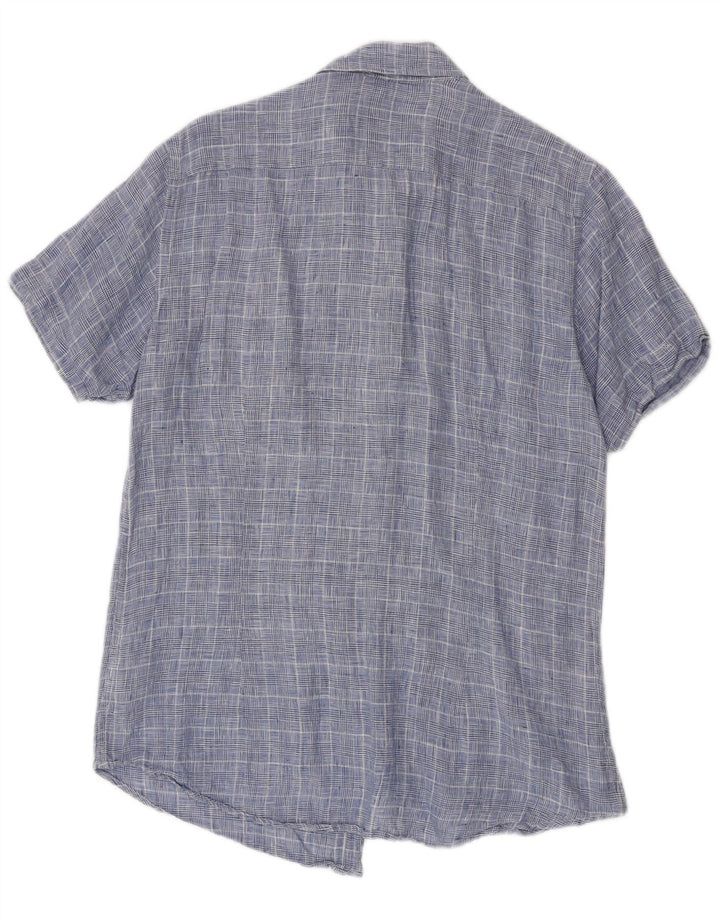 Camicia a maniche corte da uomo Best Company blu medio pied de poule