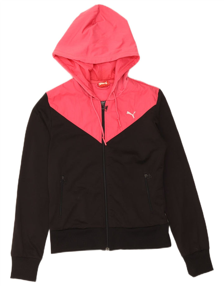 Felpa con cappuccio e zip da donna Puma UK 12 Poliestere color block medio nero