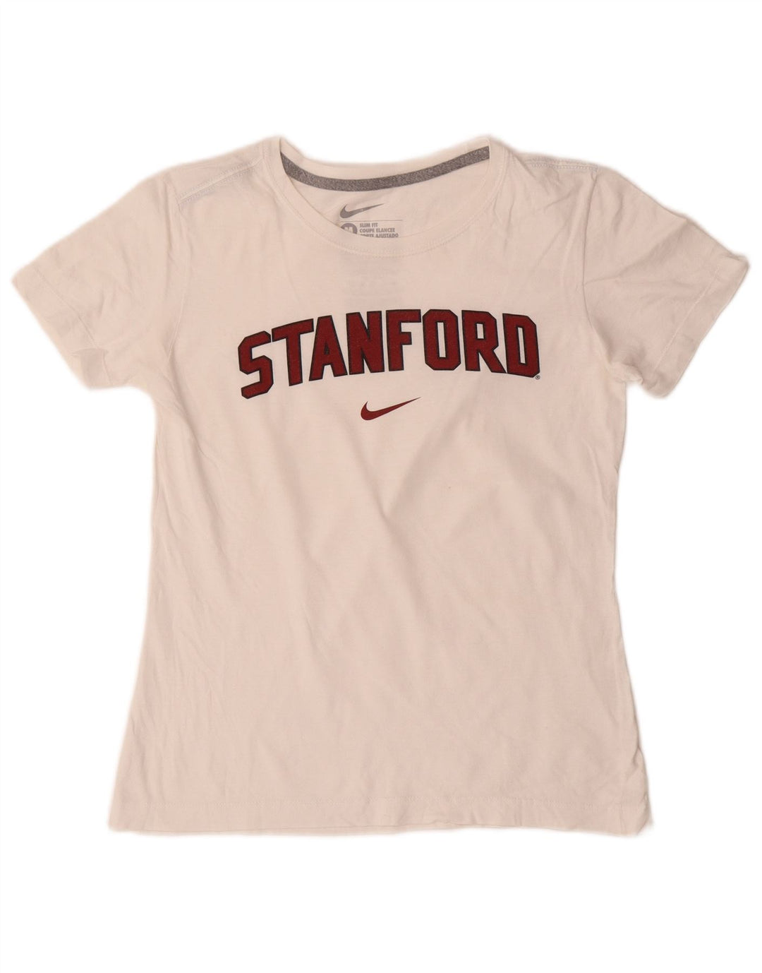 T-shirt grafica NIKE Stanford slim fit da donna, taglia UK 12, colore bianco medio