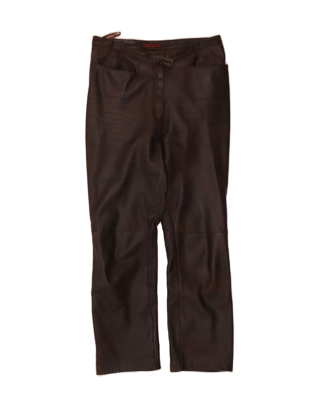 MADDOX Womens Straight Leather Trousers EU 40 Medium W30 L29 Brown Leather Vintage Maddox and Second-Hand Maddox from Messina Hembry 