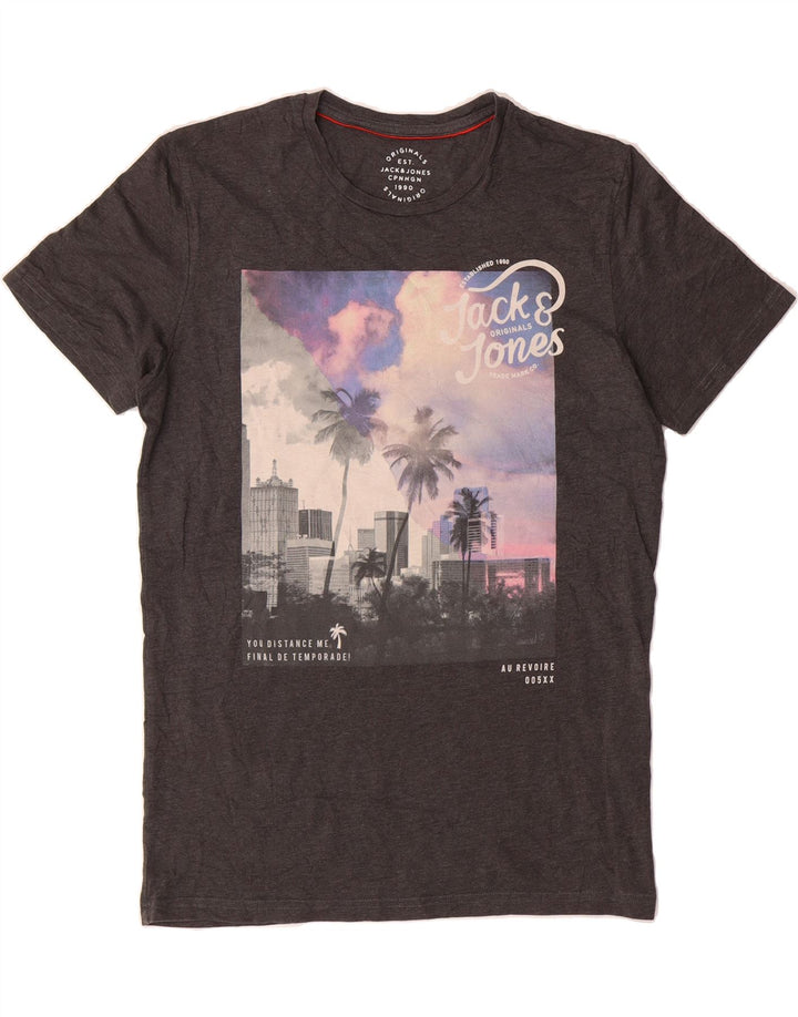 JACK & JONES Mens Graphic T-Shirt Top Medium Grey Cotton Vintage Jack & Jones and Second-Hand Jack & Jones from Messina Hembry 