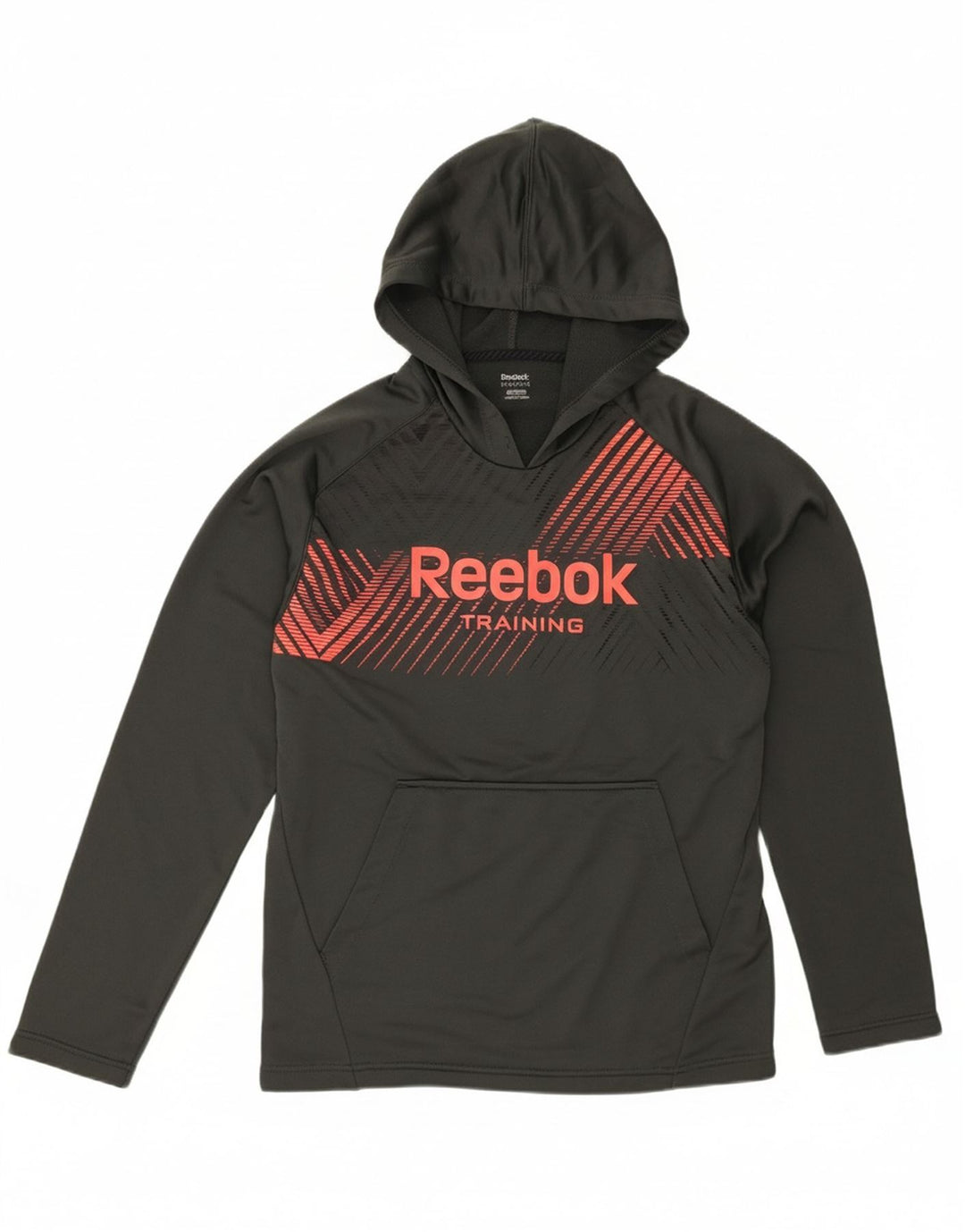 REEBOK Mens Graphic Hoodie Jumper Medium Grey Polyester