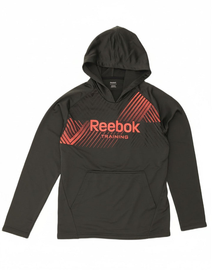 REEBOK Mens Graphic Hoodie Jumper Medium Grey Polyester