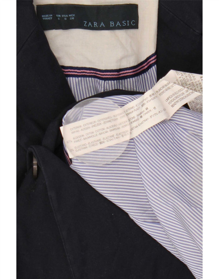 Giacca blazer a 1 bottone da donna Zara UK 8 piccola in cotone blu navy