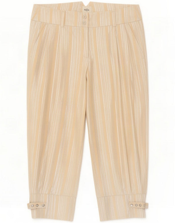Cerruti 1881 Pantaloni Capri da donna IT 42 Medio W28 L21 Beige a righe