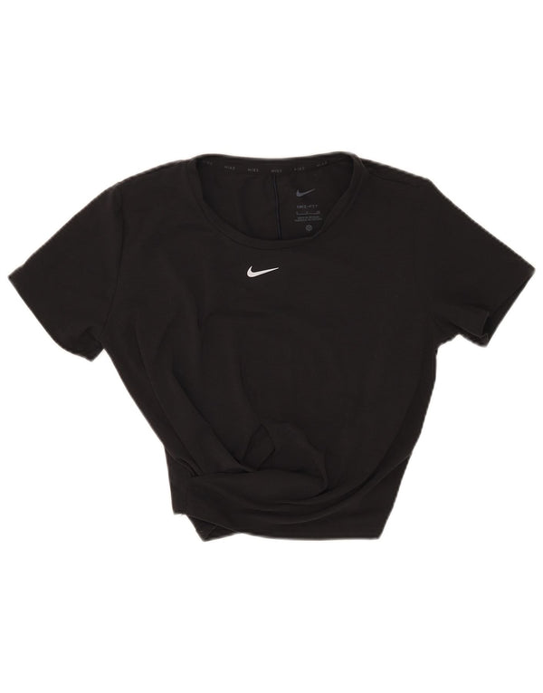 T-shirt corta da donna Nike Dri Fit Crop UK 10 piccola poliestere nero