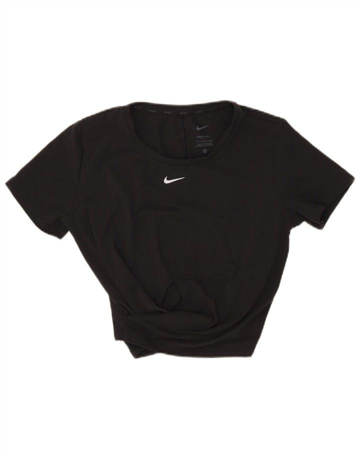 T-shirt corta da donna Nike Dri Fit Crop UK 10 piccola poliestere nero
