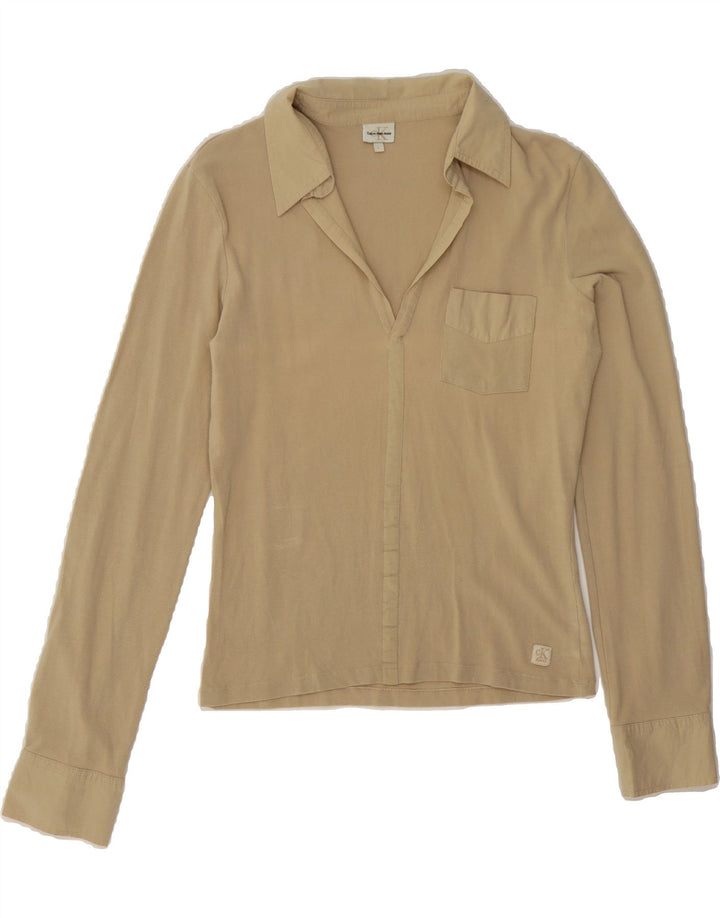 CALVIN KLEIN JEANS Womens Pullover Shirt UK 16 Large Beige Cotton Vintage Calvin Klein Jeans and Second-Hand Calvin Klein Jeans from Messina Hembry 