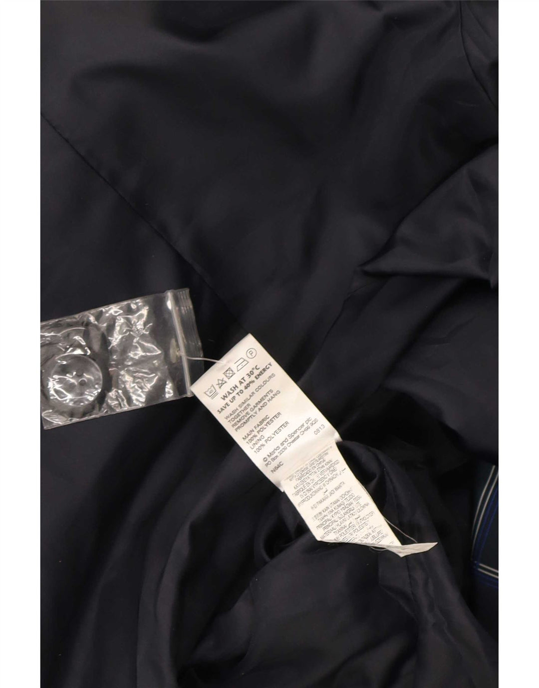 Trench da donna Marks & Spencer UK 10 piccolo in poliestere a quadri blu navy