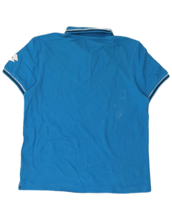 Polo da uomo Lotto Large in cotone a righe blu