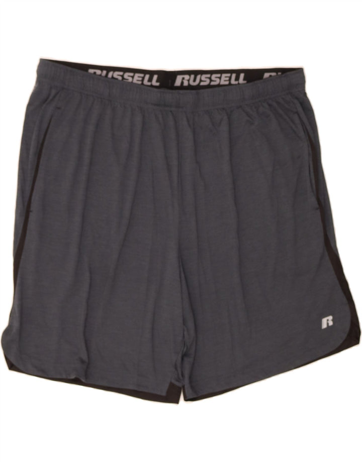RUSSELL ATHLETIC Mens Sport Shorts 2XL  Grey Colourblock Polyester Vintage Russell Athletic and Second-Hand Russell Athletic from Messina Hembry 