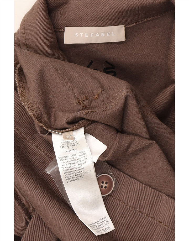 STEFANEL Womens Short Sleeve Utility Jacket UK 6 XS Brown Cotton Vintage Stefanel and Second-Hand Stefanel from Messina Hembry 