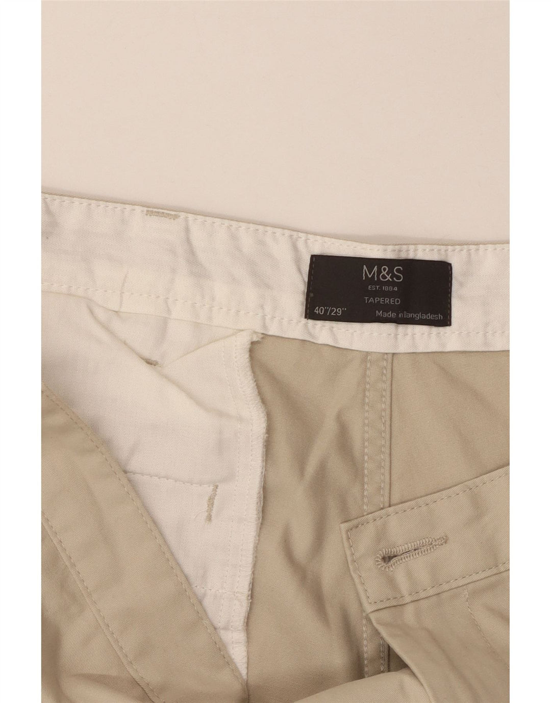 Pantaloni chino affusolati da uomo Marks & Spencer W40 L29 cotone beige